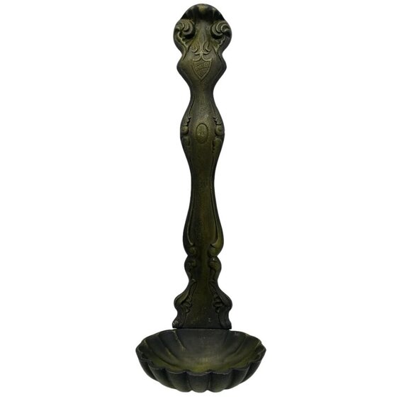 Vintage Decorative Cast Iron Wall-Mounted Spoon Rest With Fleur-De-Lis & Embosse